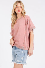 Mittoshop Mineral Wash French Terry Crew Neck Casual Top OutfitFlow