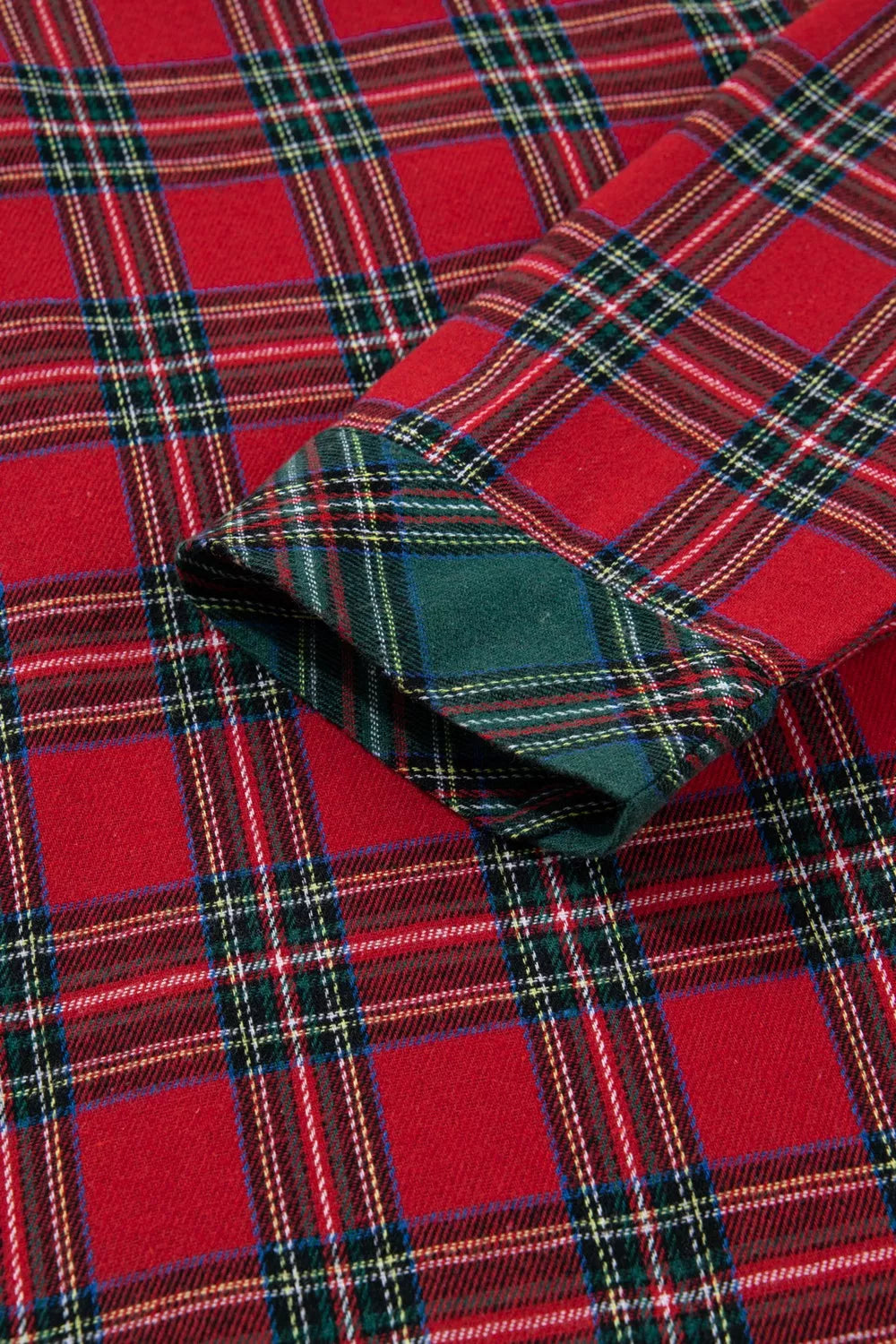 Plaid Contrast Patched Christmas Holiday Long Sleeve Shirt and Short 2pcs Pajama Set OutfitFlow