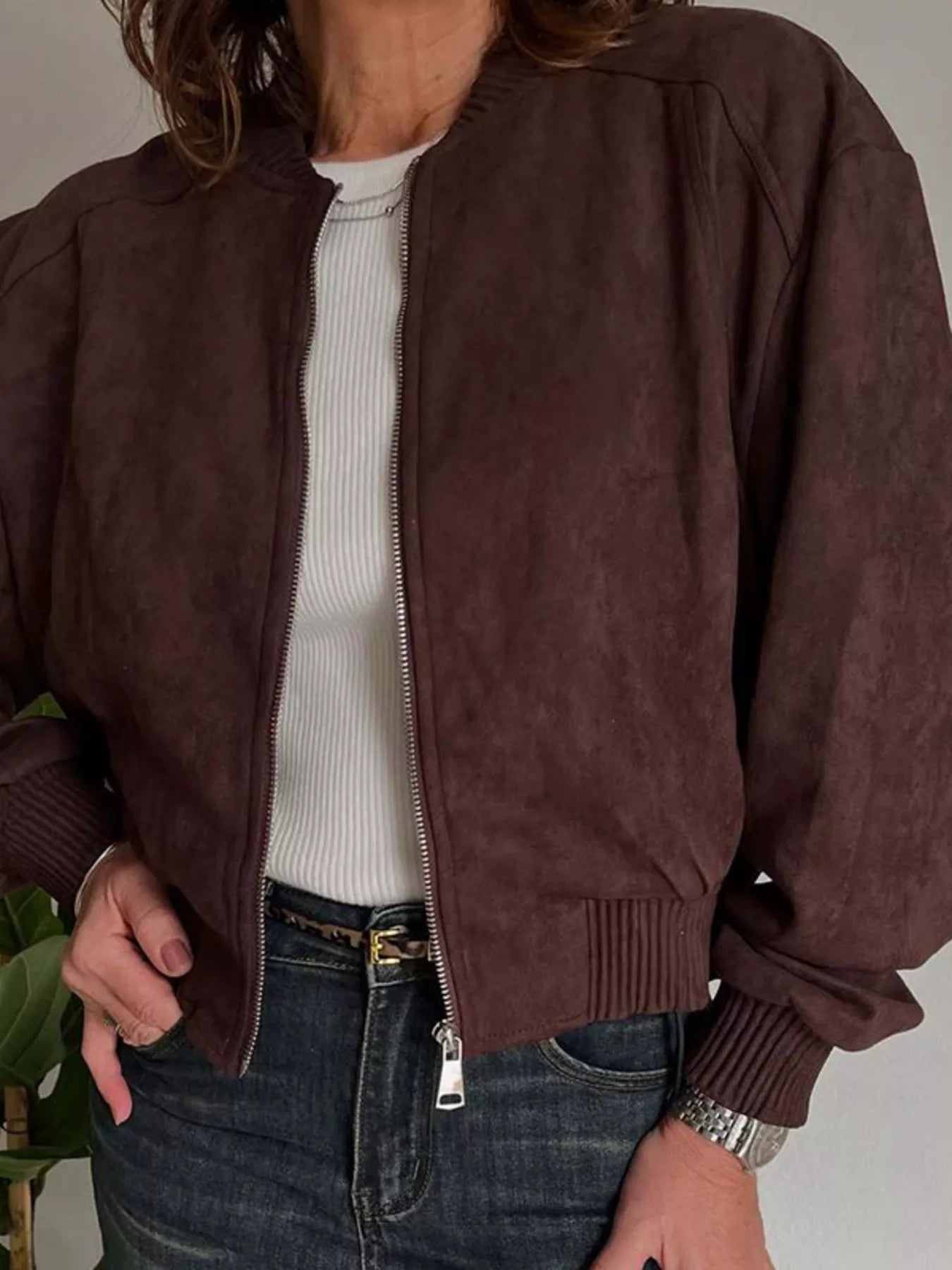 Zip Up Long Sleeve Jacket OutfitFlow