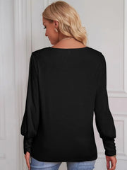 Long Sleeve Blouse with Elastic Cuffs OutfitFlow
