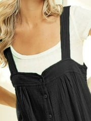 BiBi Gauze Buttoned Up Overall Jumpsuit with Pockets OutfitFlow