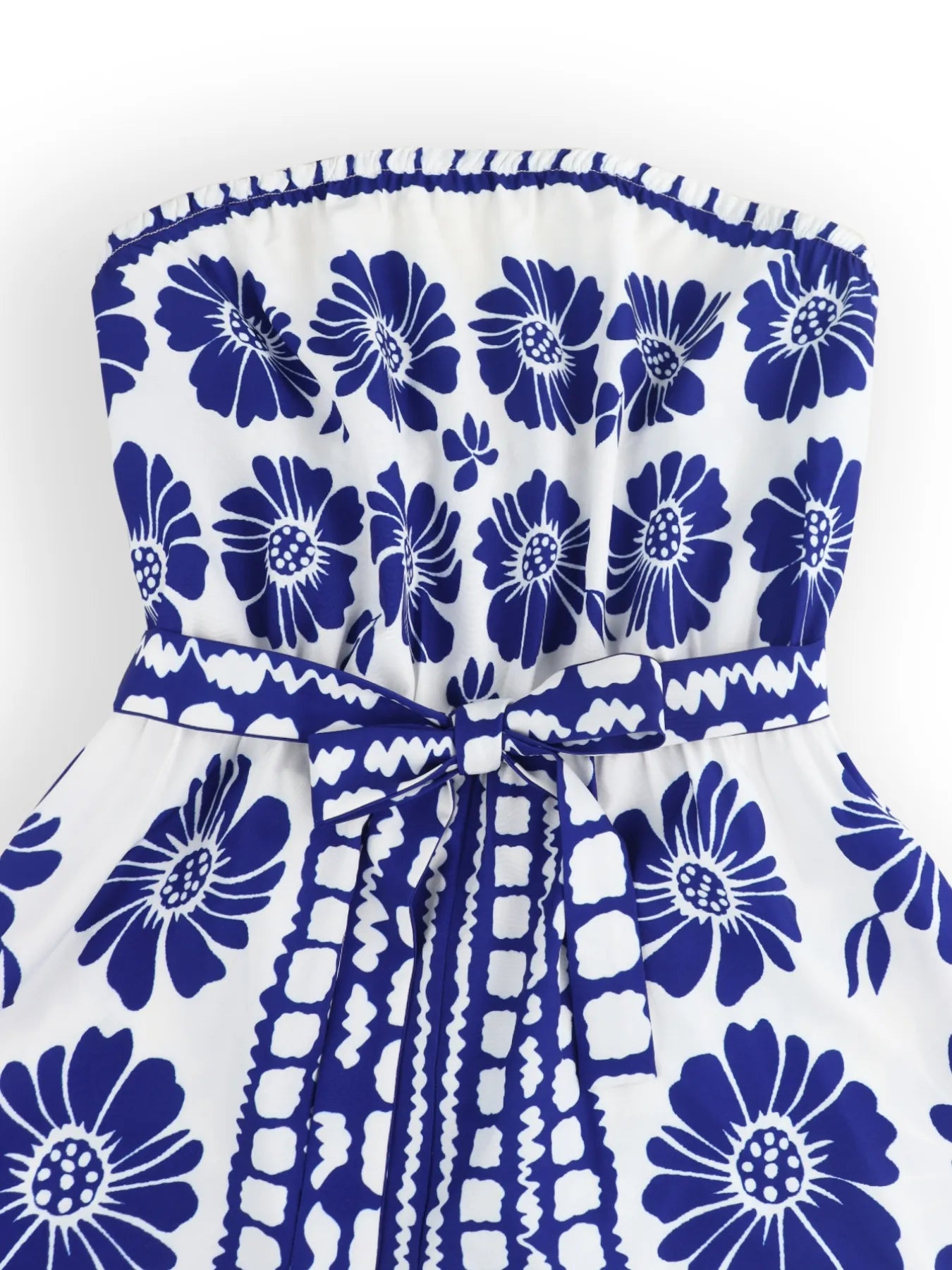 Printed Tube Tie Waist Romper OutfitFlow