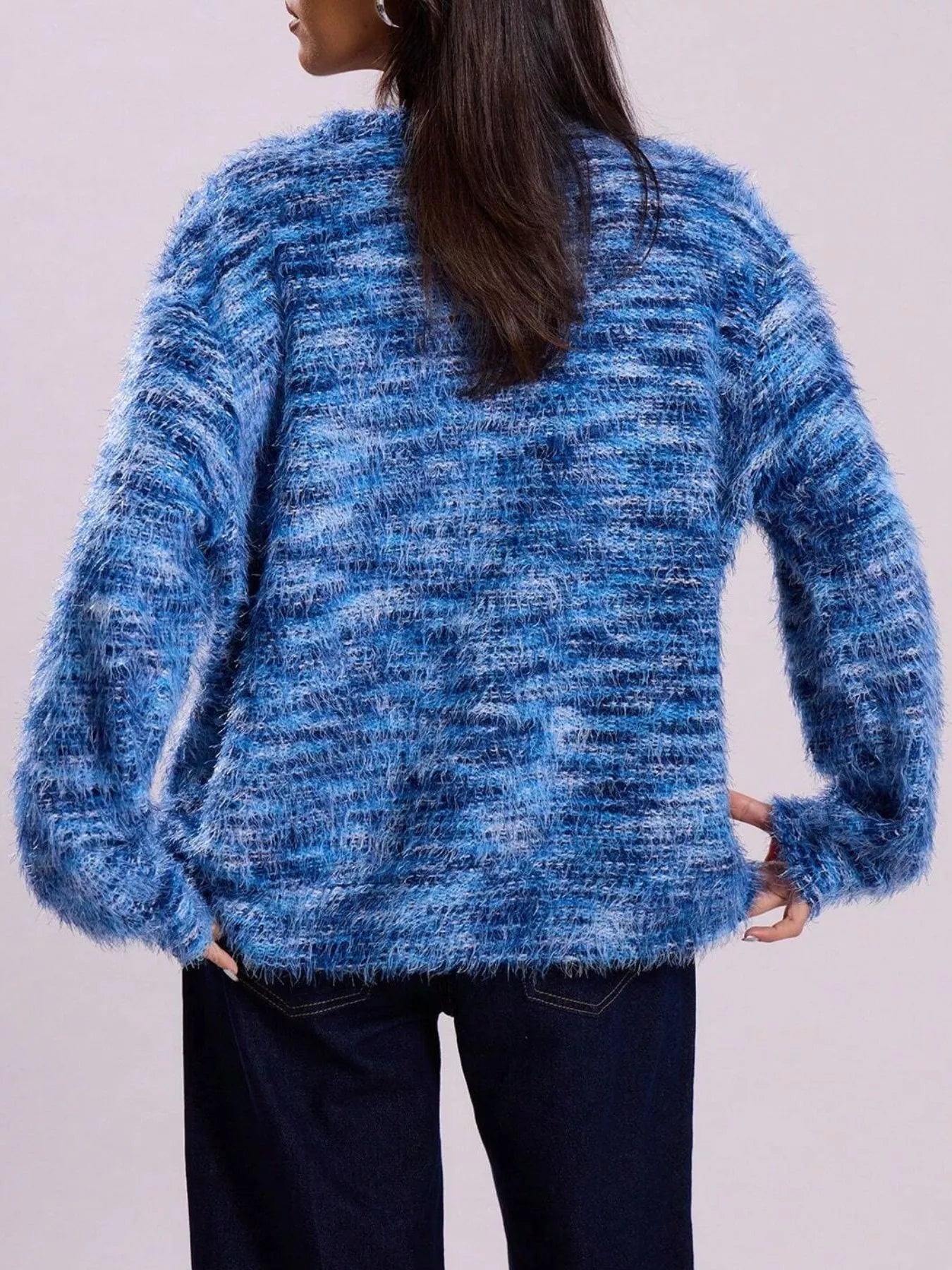 Chunky Knit V-Neck Button-Up Cardigan OutfitFlow