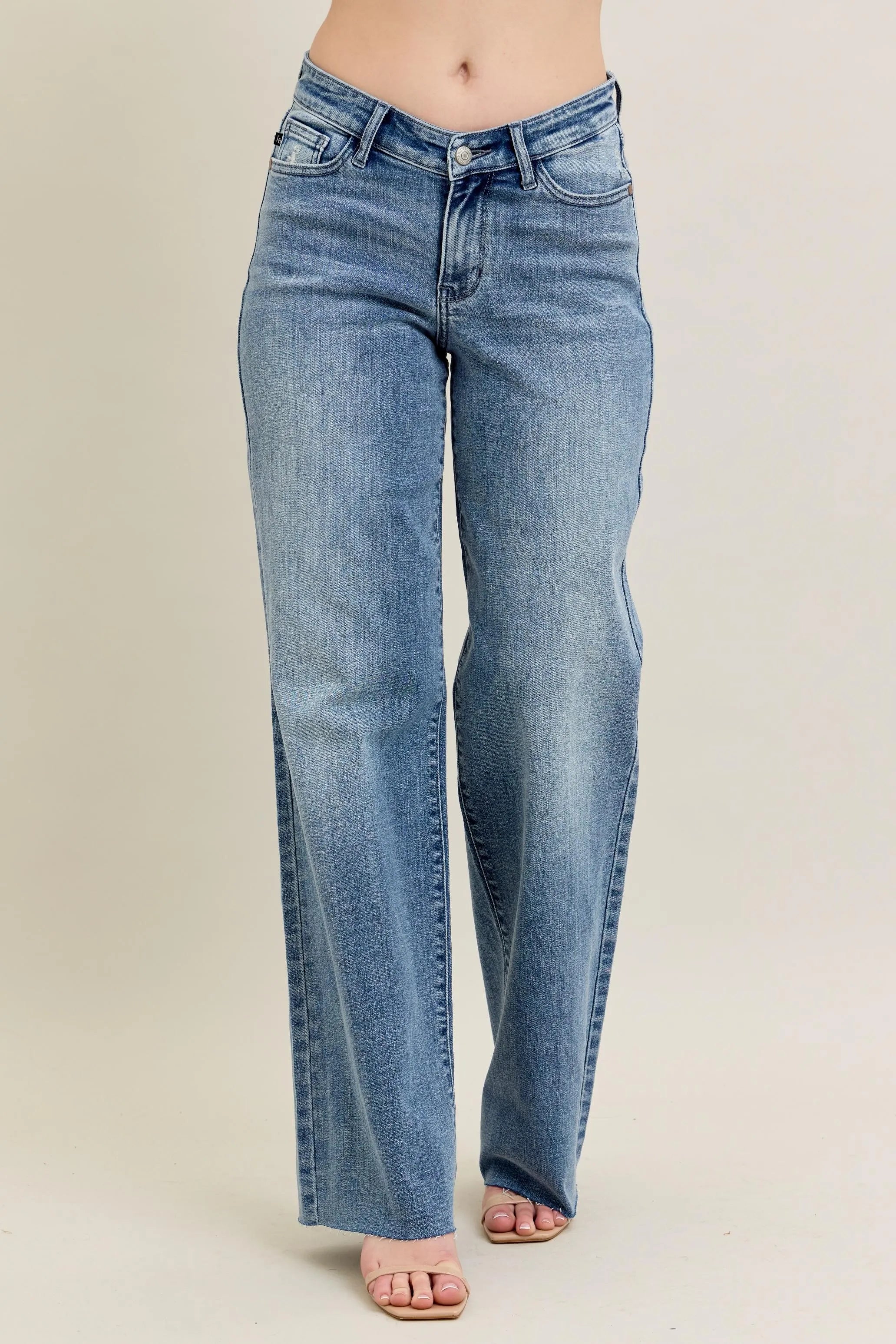 Judy Blue Full Size V - Front Baggy Jeans Plus Size OutfitFlow