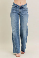 Judy Blue Full Size V - Front Baggy Jeans Plus Size OutfitFlow