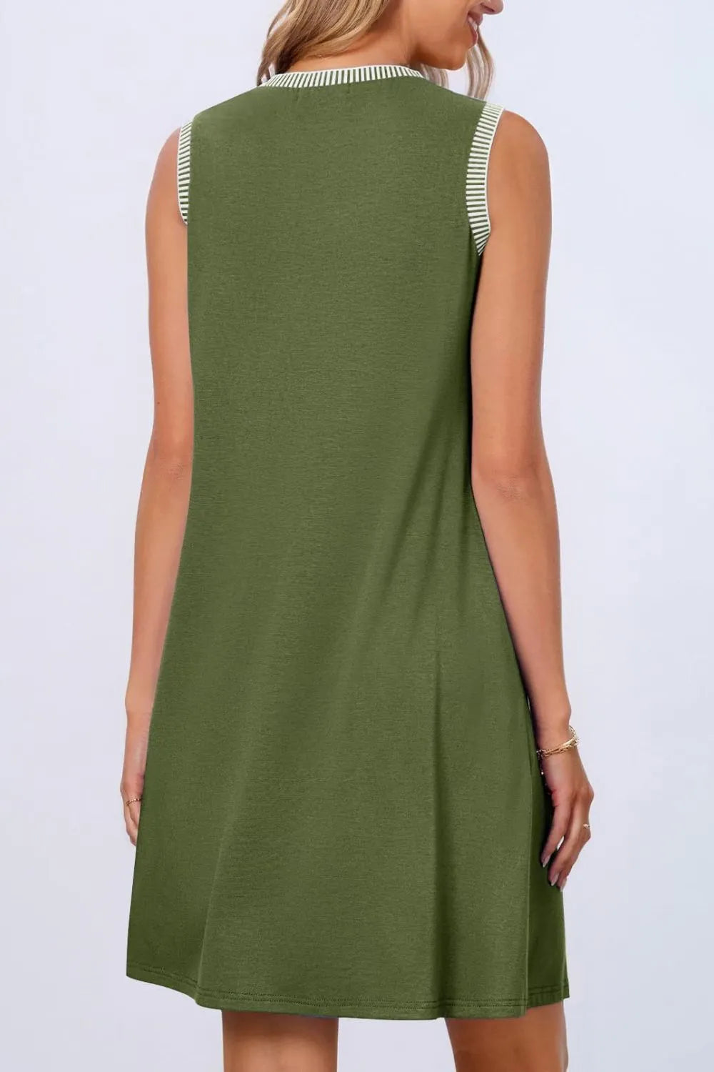 Round Neck Sleeveless Mini Tank Dress OutfitFlow