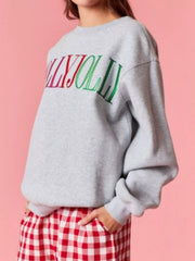 Holly Jolly Crew Neck Christmas Sweatshirt OutfitFlow