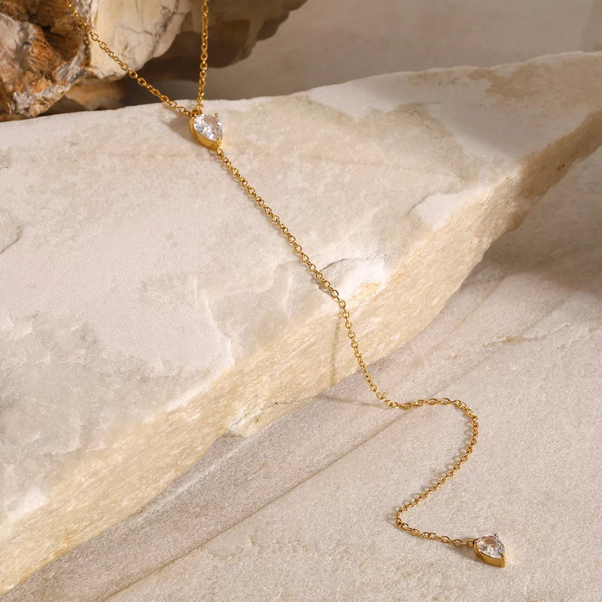 18K Gold-Plated Zircon Chain Necklace OutfitFlow