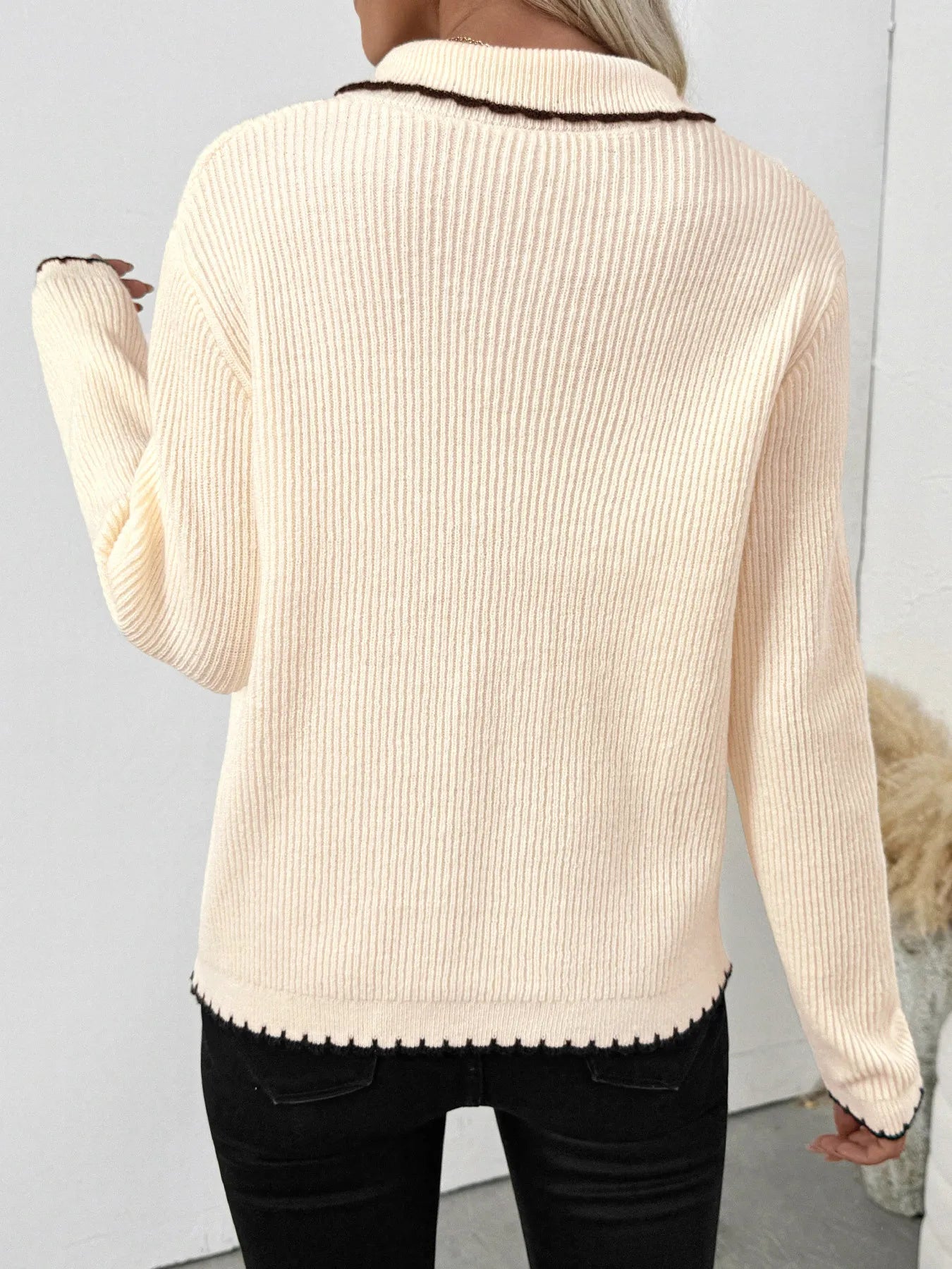 Tie Front Long Sleeve Cardigan OutfitFlow