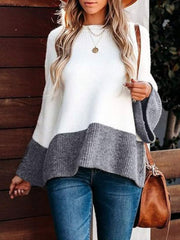 Outfit Flow - Contrast Round Neck Long Sleeve Sweater