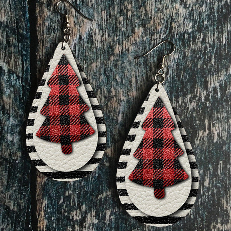 Outfit Flow - Christmas Tree PU Leather Earrings