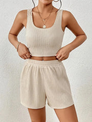 Scoop Neck Top and Shorts Set OutfitFlow