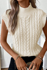 Outfit Flow - Cable Knit Turtleneck Sweater Vest