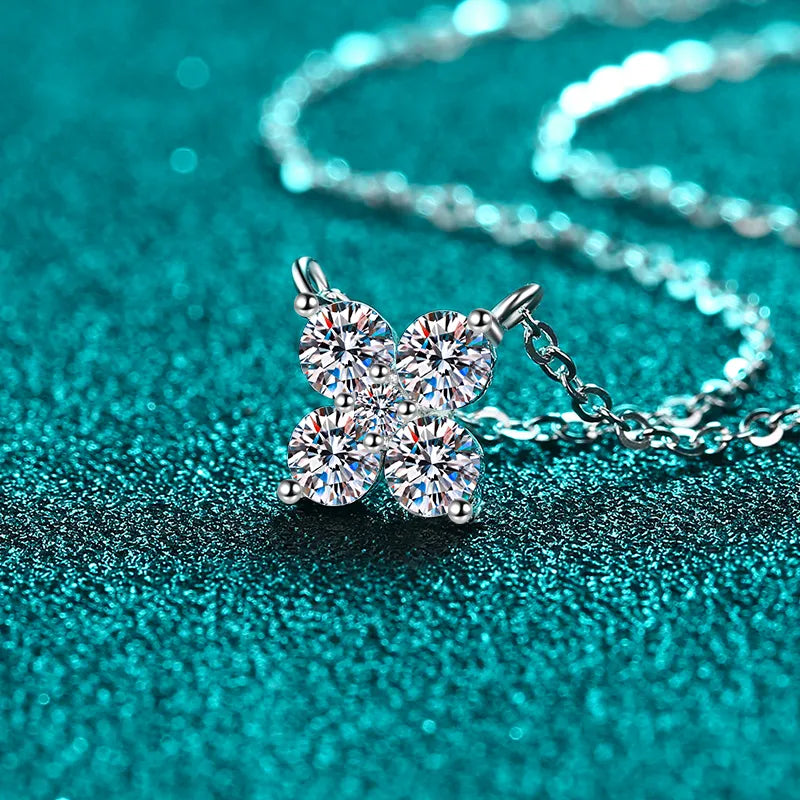1.26 Carat Moissanite 925 Sterling Silver Geometric Shape Pendant Necklace OutfitFlow