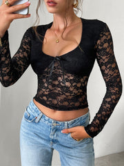 Outfit Flow - Devine Scoop Neck Long Sleeve Lace Top