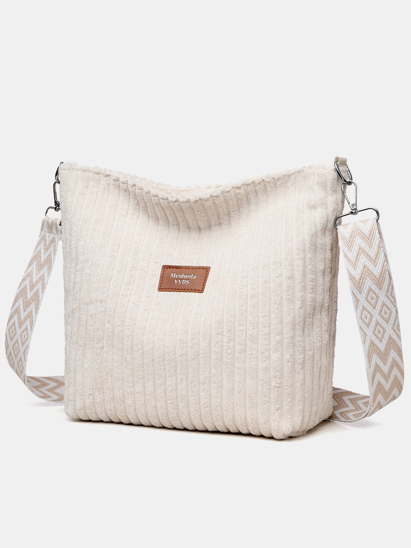 Corduroy Solid Color Crossbody Bag with Removable Strap OutfitFlow