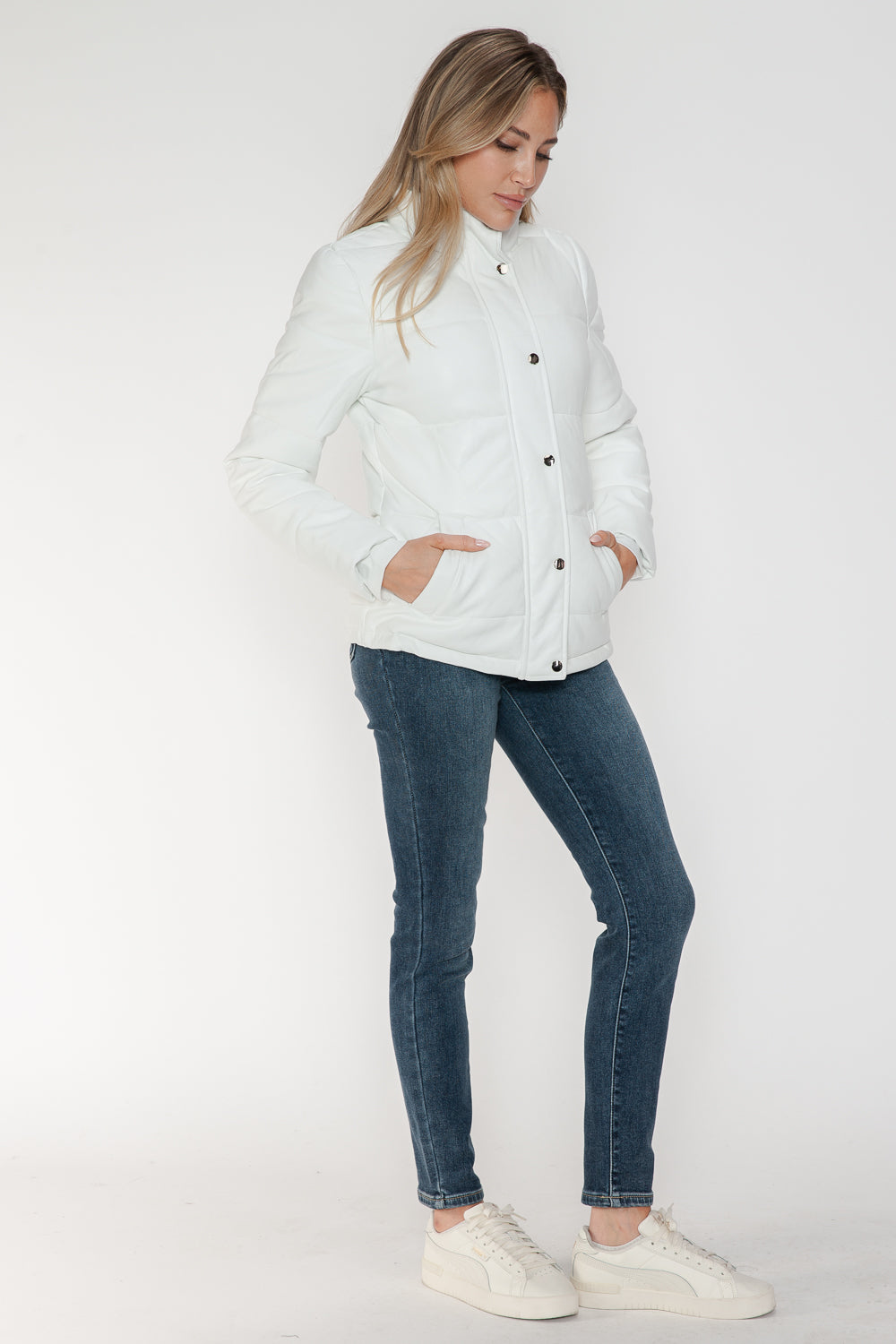 Outfit Flow - YMI Pocketed Zip Up Turtleneck Puffer Jacket