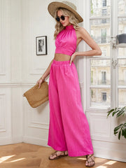 Halter Neck Cami and Pants Set OutfitFlow