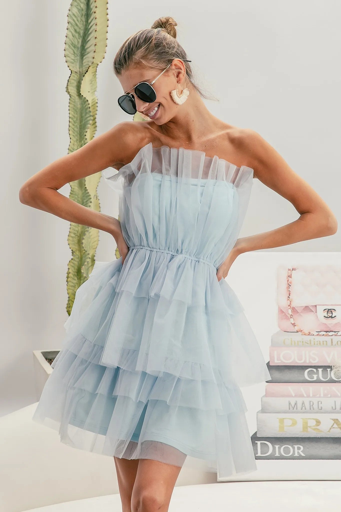 BiBi Sleeveless Layered Organza Dress OutfitFlow