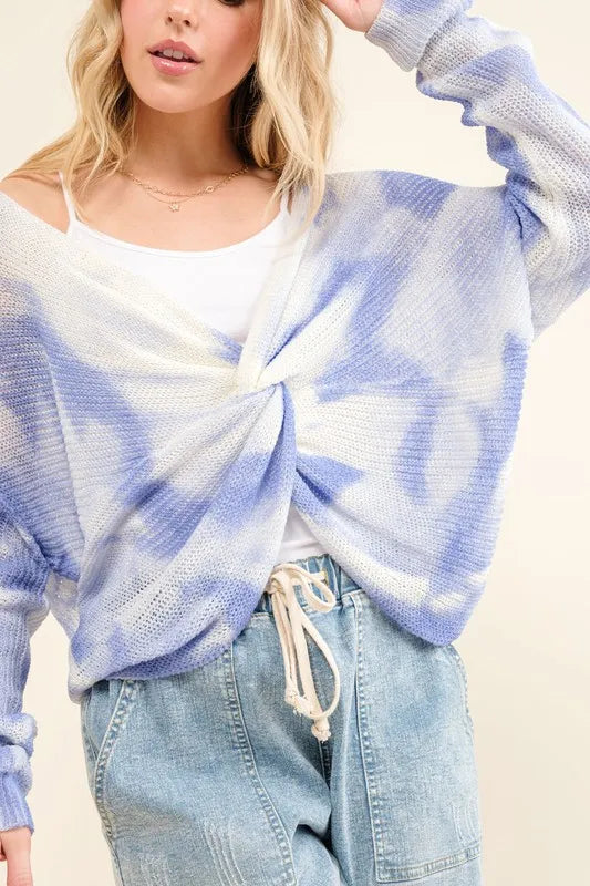 And The Why Blue Tie Dye Twisted Sweater OutfitFlow