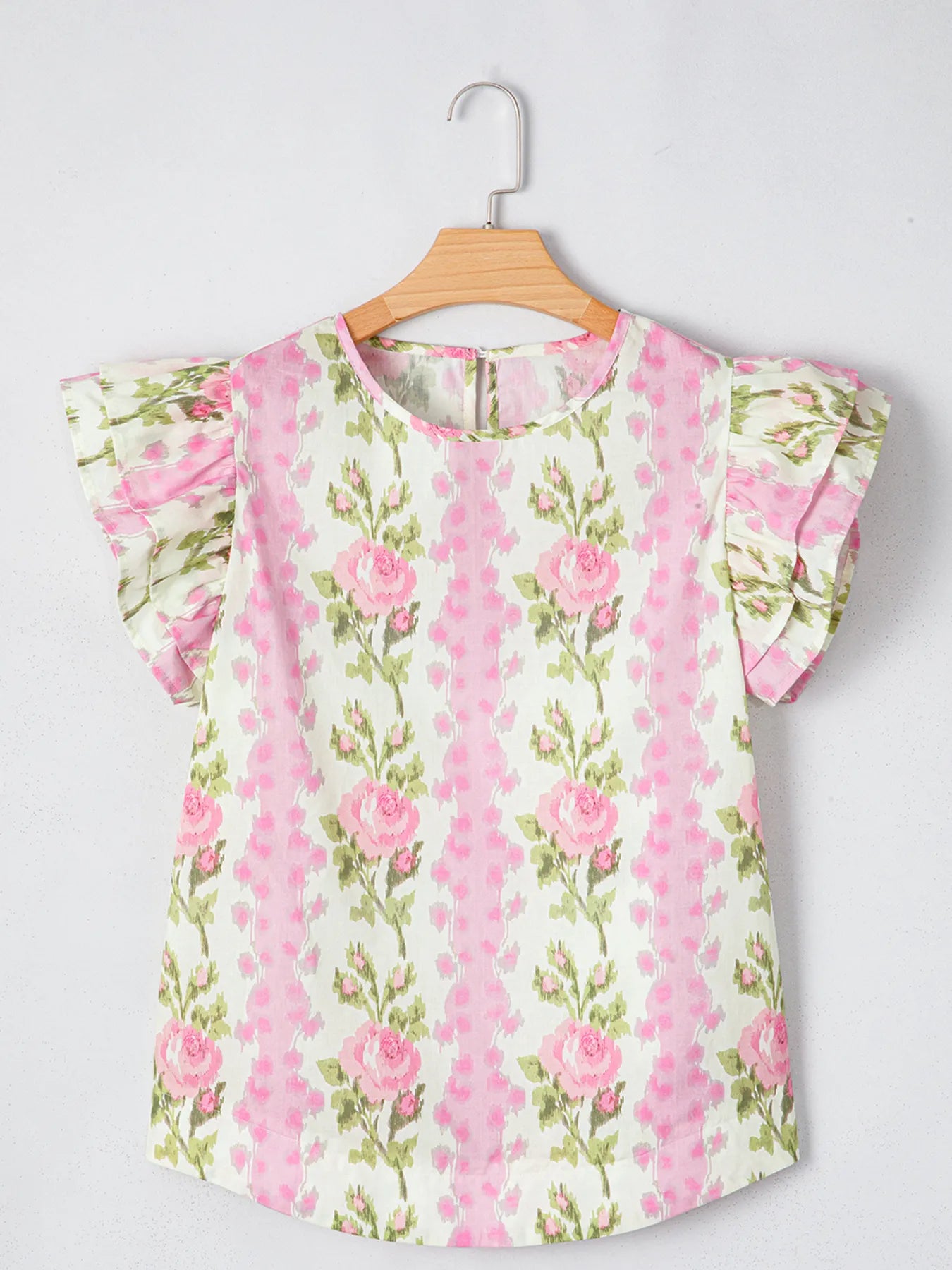 Floral Print Ruffled Sleeve Blouse OutfitFlow