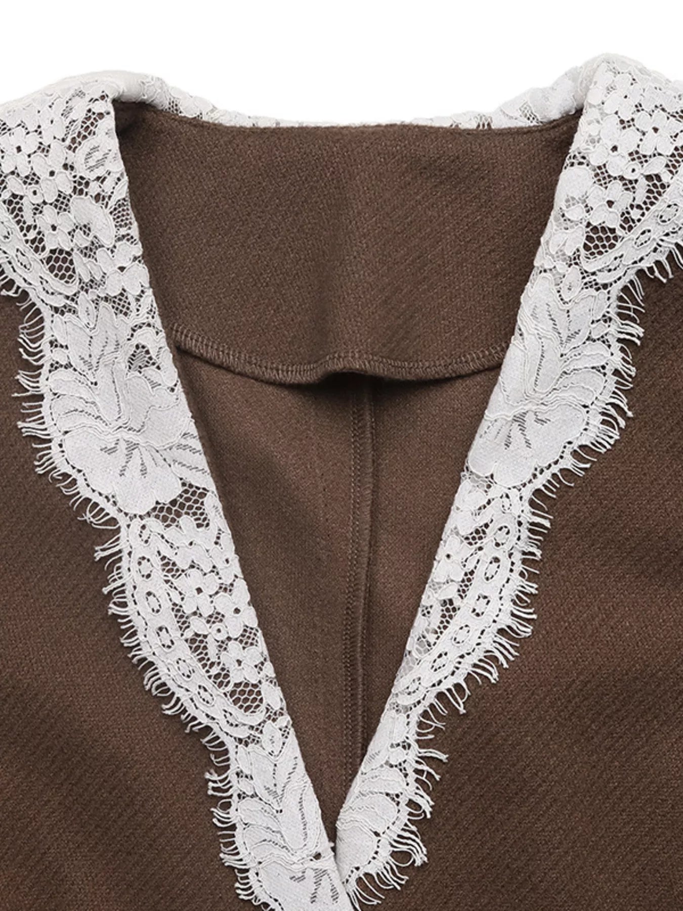 Lace Detail Button Up Blazer Trendsi