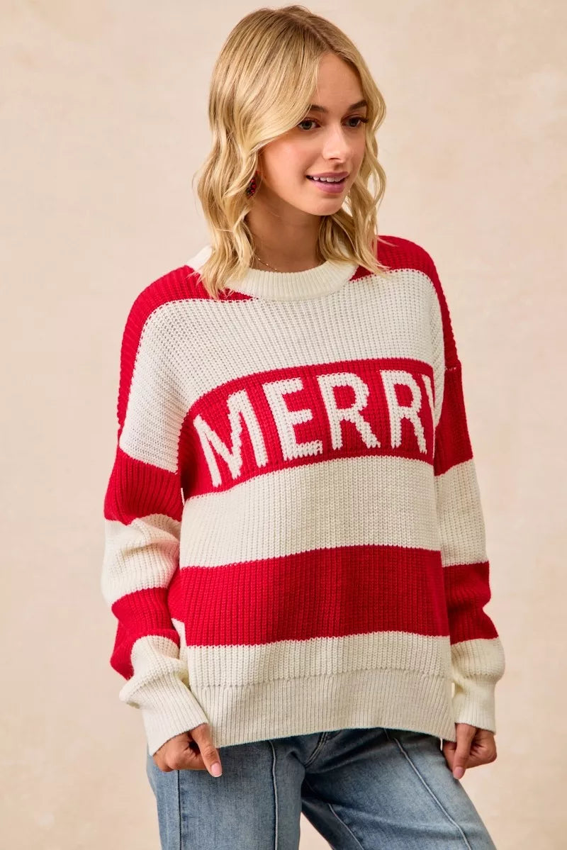 BiBi Christmas Merry Lettering Sweater OutfitFlow