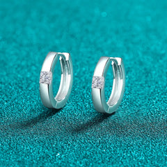 925 Sterling Silver Moissanite Huggie Earrings Silver One Size OutfitFlow