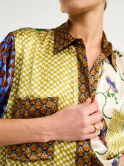 Printed Button Down Shirt and Pants Set OutfitFlow