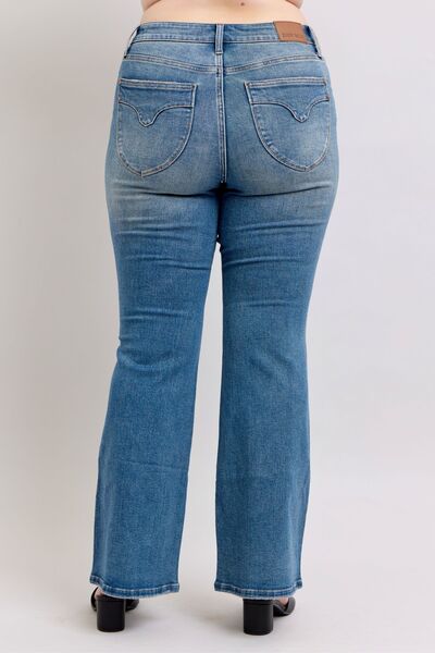Judy Blue MR Tummy Control Vintage Wash Jeans OutfitFlow