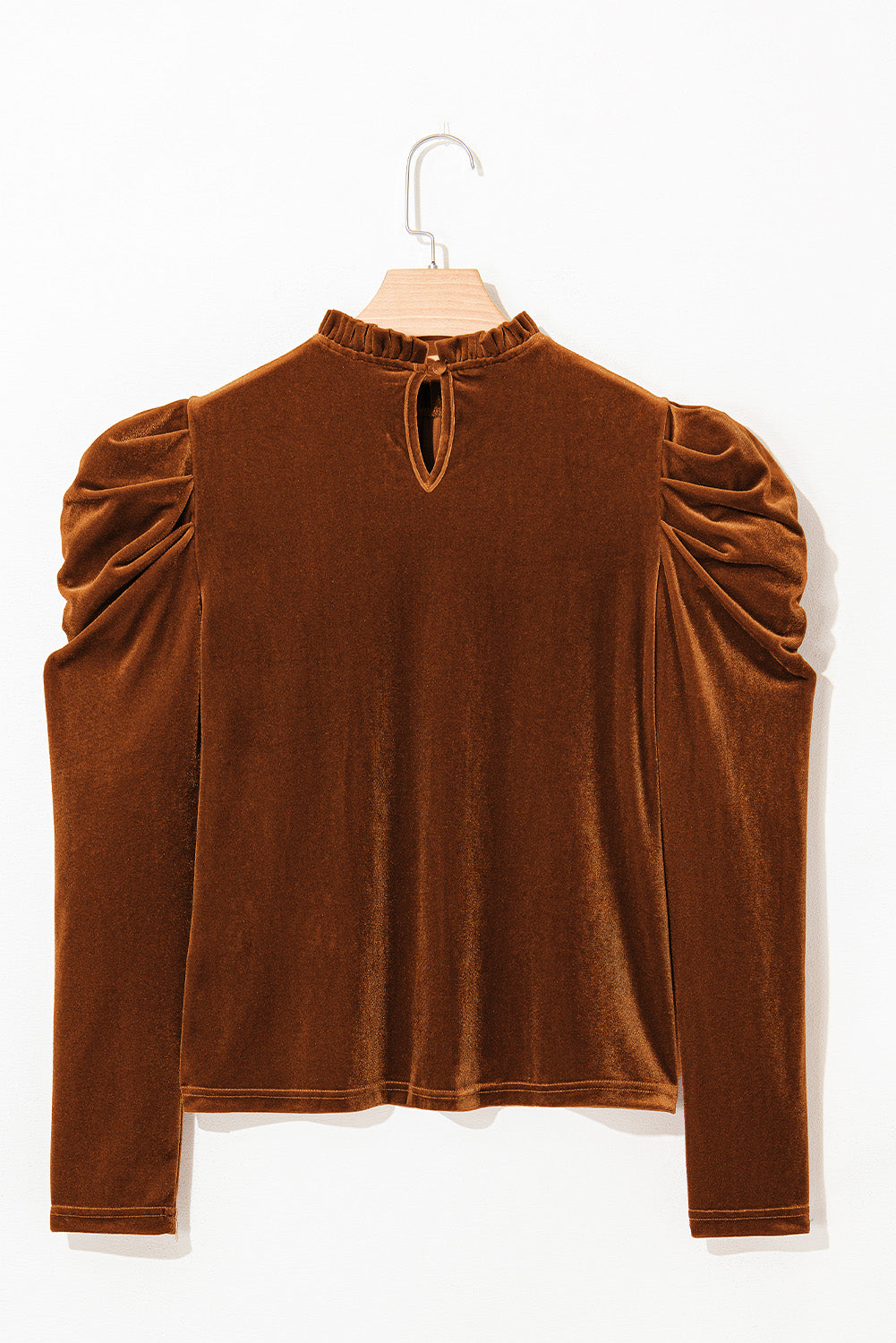 Frill Mock Neck Puff Sleeve Blouse OutfitFlow
