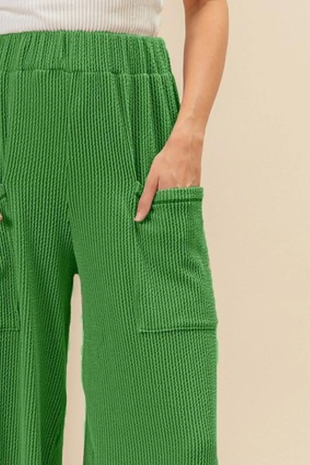BiBi 2tone Cord Rib Waist Band Side Pocket Pants OutfitFlow