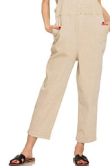 Zenana Washed Knot Strap Relaxed Fit Overalls OutfitFlow