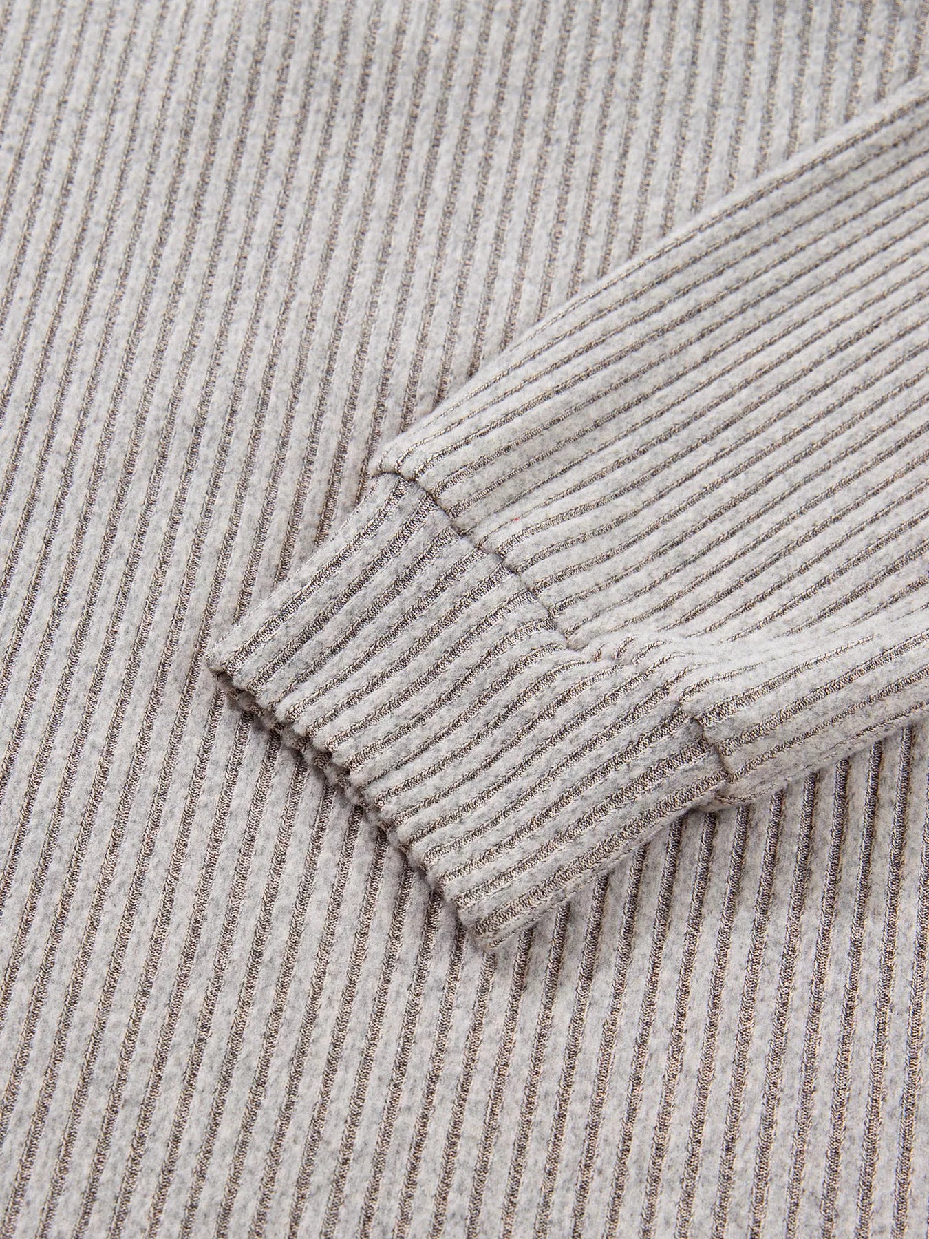 Ribbed V Neck Contrast Ribbon Bow Back Drop Shoulder Long Sleeve Top OutfitFlow