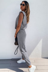 Outfit Flow - Padded Shoulder Top and Joggers Lounge Set