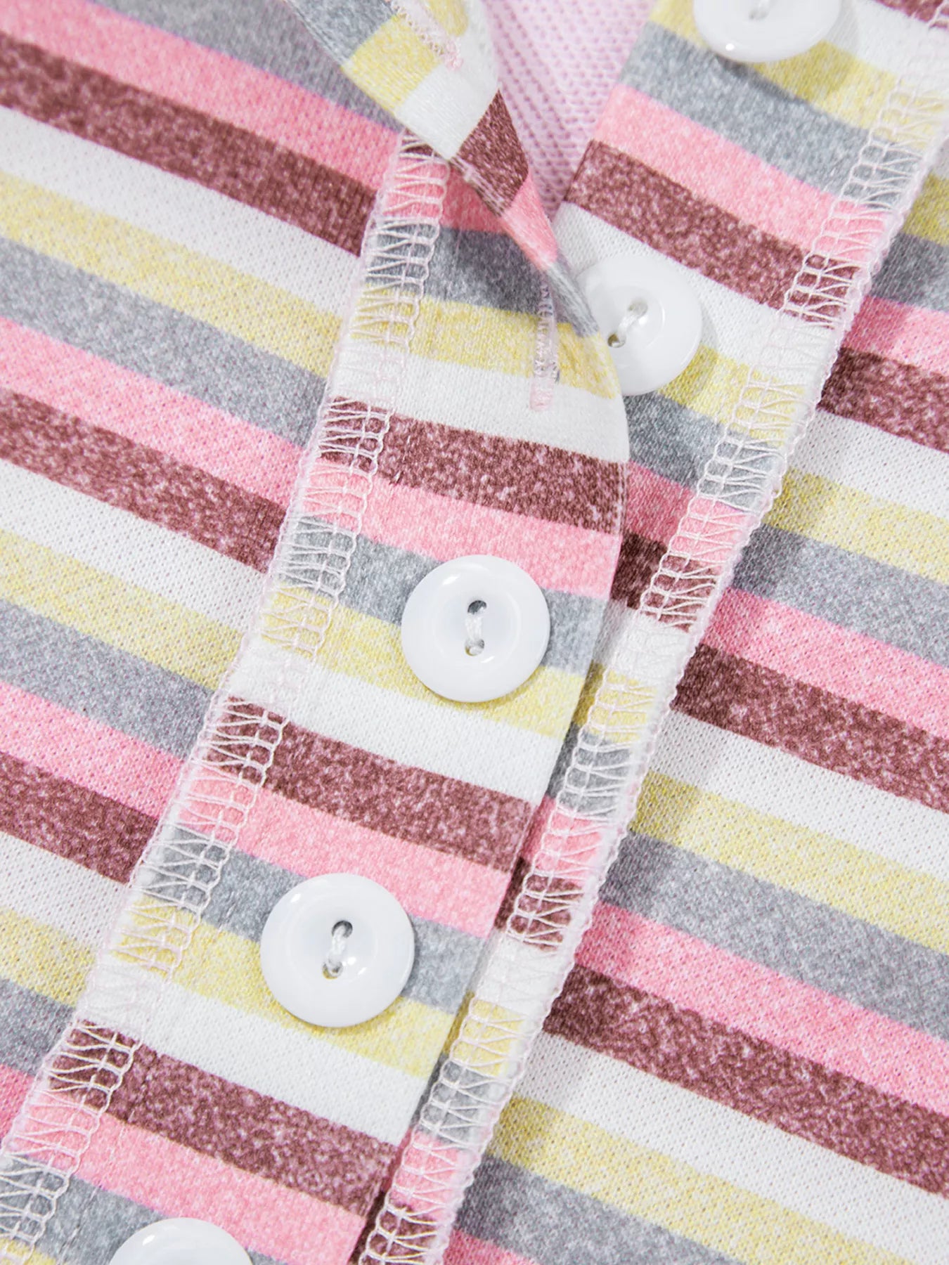 Exposed Seam Color Block Striped Patchwork Loose Henley Sweatshirt Trendsi