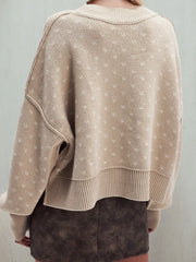 Heart-Patterned Round Neck Sweater OutfitFlow