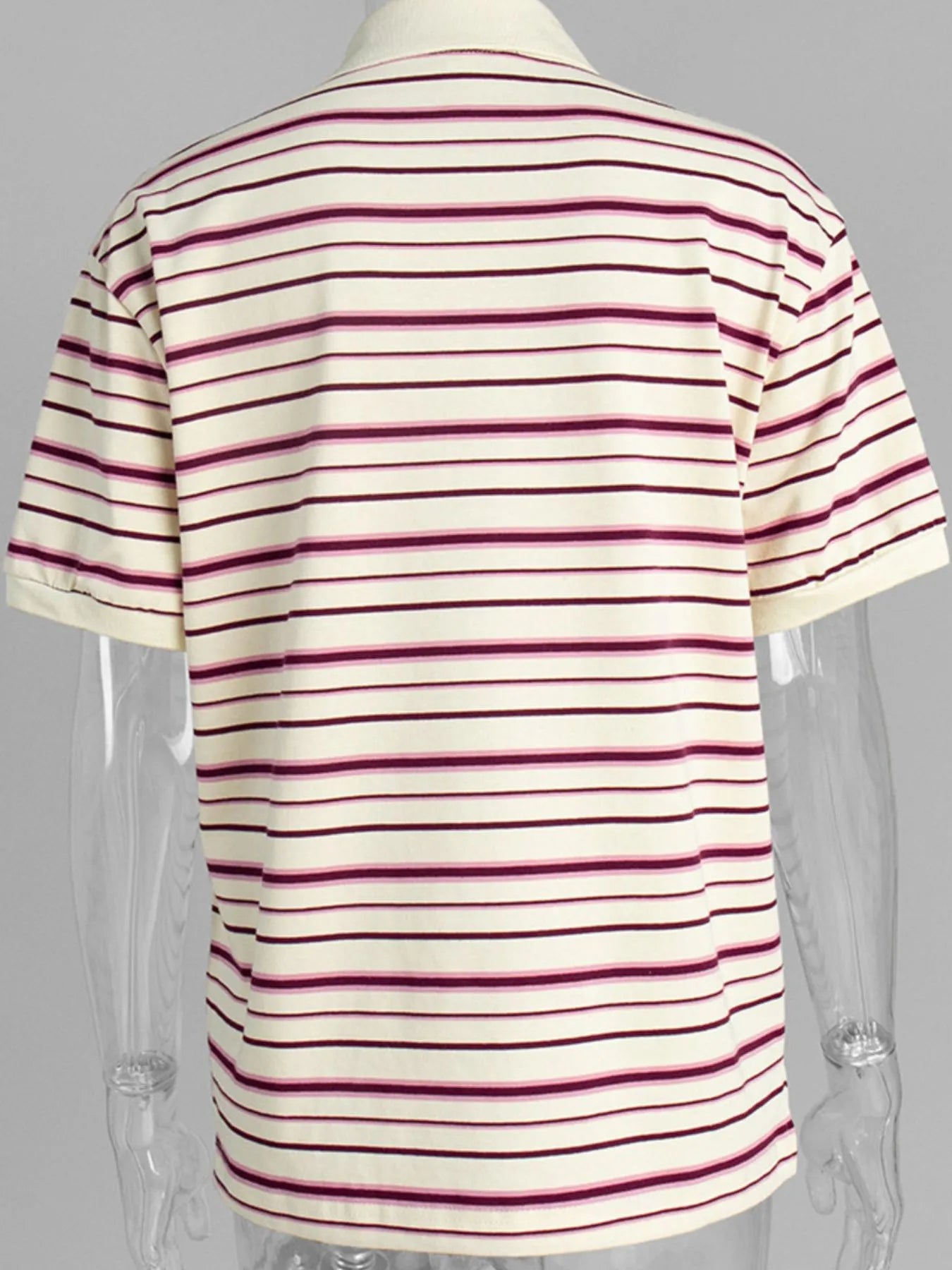 Striped Polo T-Shirt with Contrast Collar OutfitFlow
