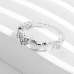 925 Sterling Silver Inlaid Zircon Heart Ring OutfitFlow