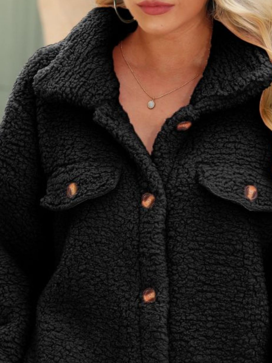 Button Down Collared Coat Trendsi
