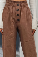 Outfit Flow - Decorative Button High Waist Pants