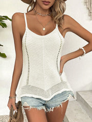 Openwork Scoop Neck Knit Cami OutfitFlow