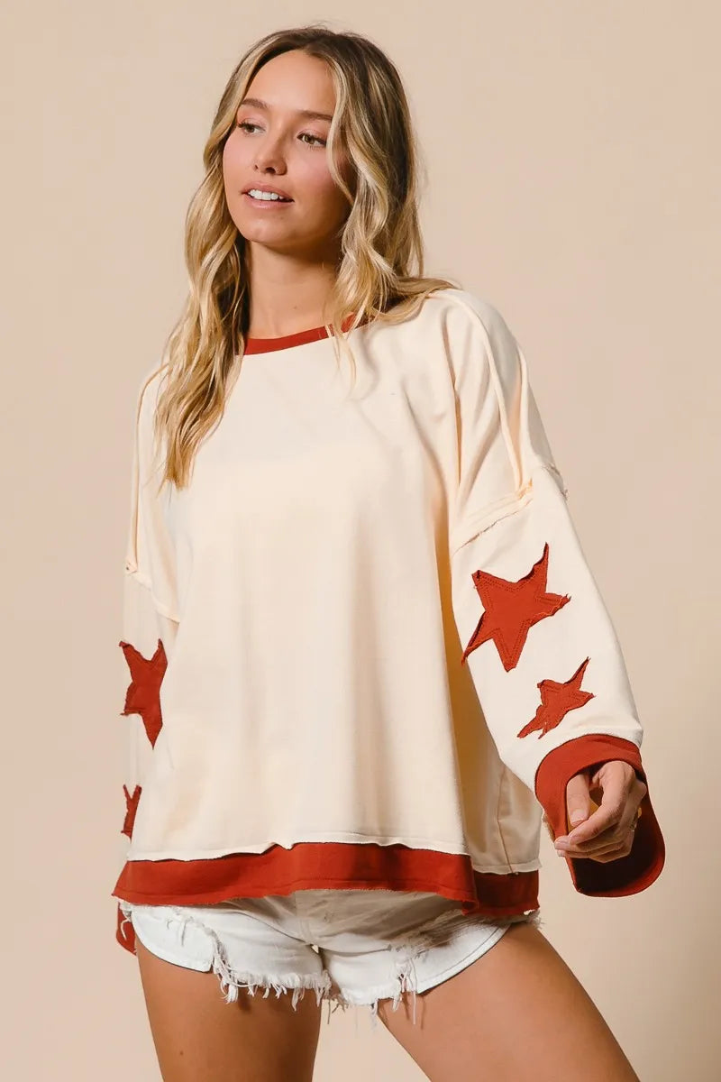 BiBi French Terry Top With Patch Detail Sweatshirt Trendsi