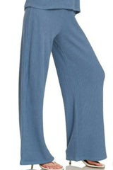 Zenana Rolled Sleeve Top and Pants Sweater Set OutfitFlow