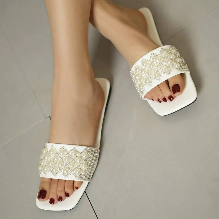 Open Toe Flats Sandals White OutfitFlow
