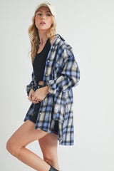 Aemi + Co Washed Plaid Button Up Raglan Sleeve Flannel Shirt OutfitFlow