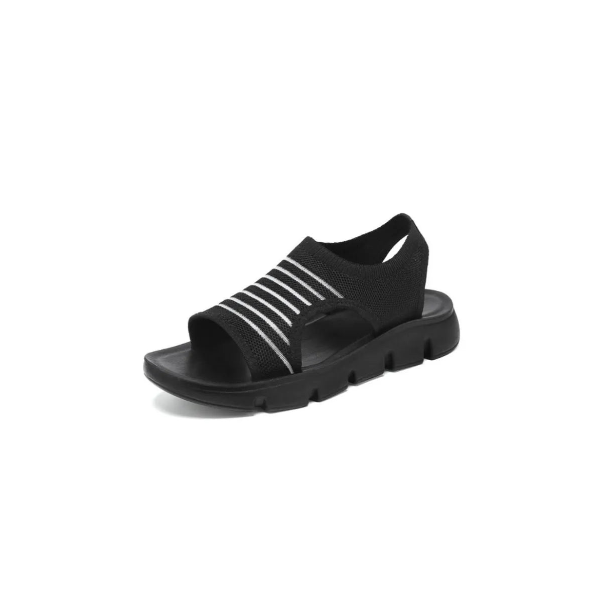 Open Toe Platform Sandals Black OutfitFlow