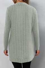 Ribbed Open Front Long Sleeve Cardigan