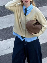 Casual Knit Button-Down Cardigan Trendsi