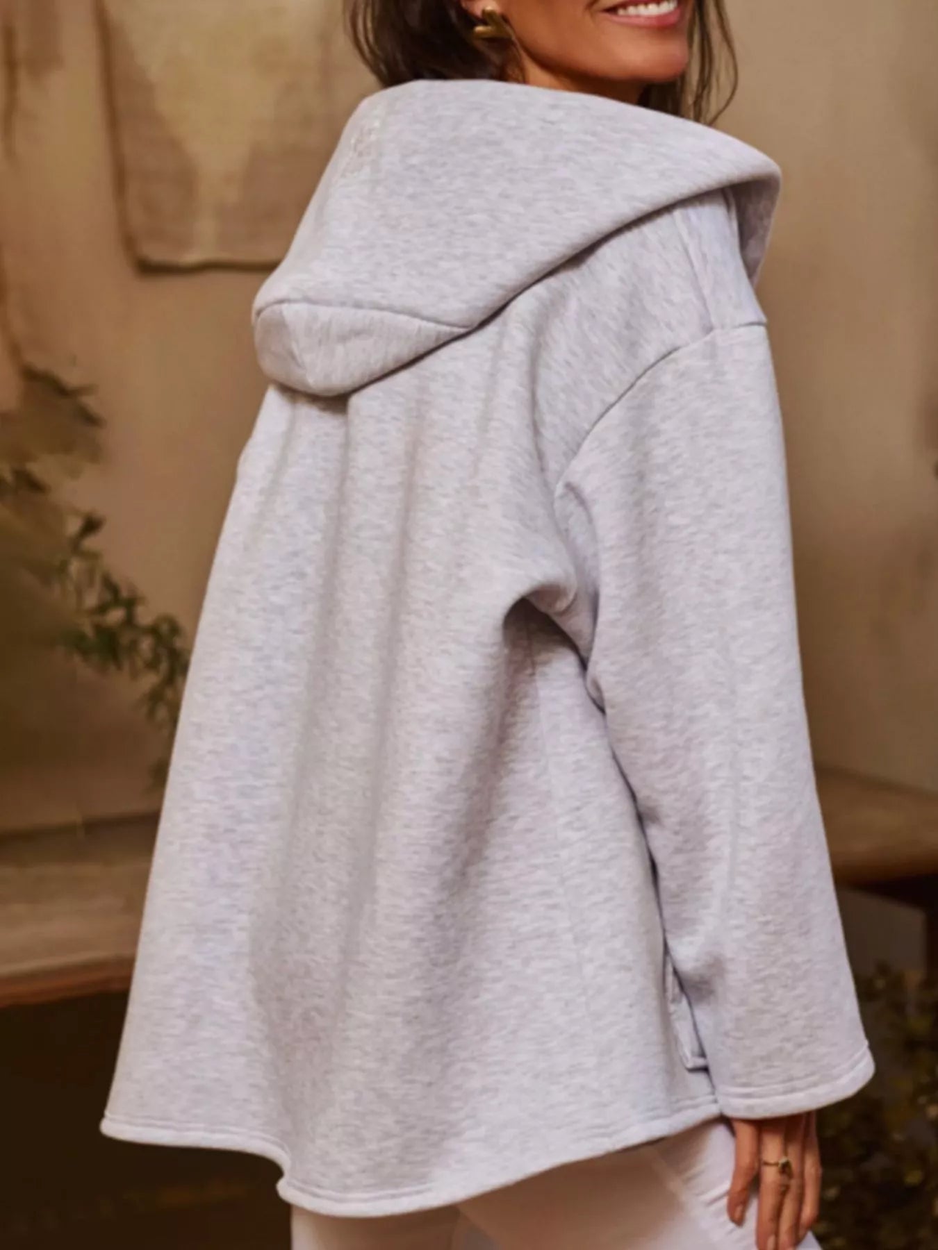 Long Sleeve Dropped Shoulder Hoodie OutfitFlow